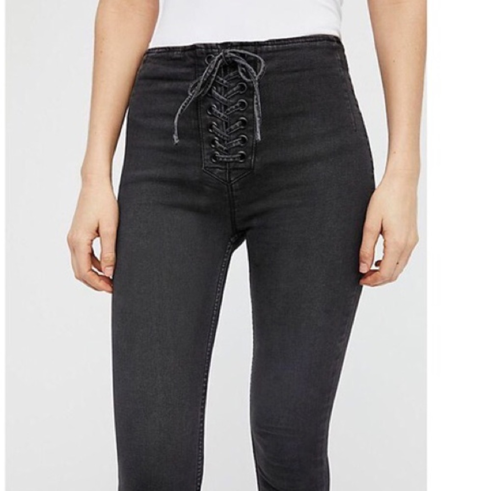 BLUE denim tie up skinny jean